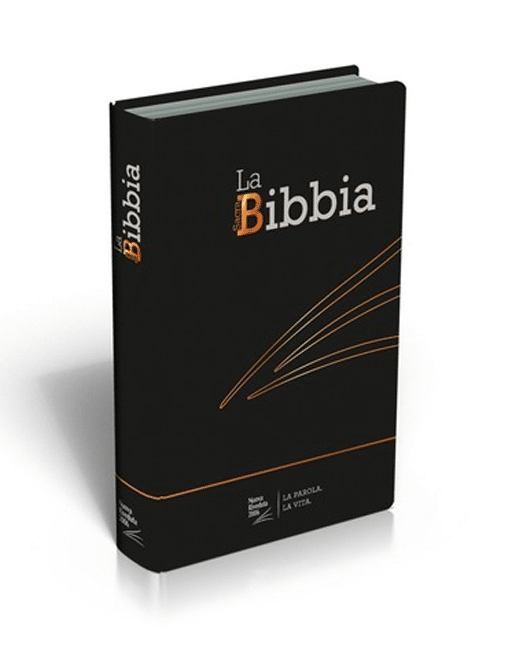 BIBBIA N.R. SG32258: Tascabile pelle nera, taglio argento, rubrica, cm. 11x17