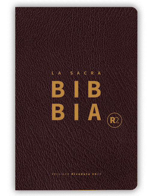 BIBBIA RIVEDUTA 2020 (R2) Media, Pelle Bordeaux, Titolo e Taglio Oro